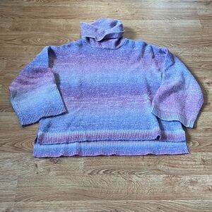 Time and Tru Lavender Pink Ombre Cowl Neck Sweater